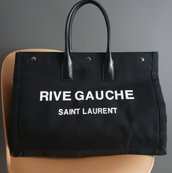 Fashion Design Like [Saint Laurent] Rive Gauche Tote Bag in Black Canvas - Picture 2 of 15